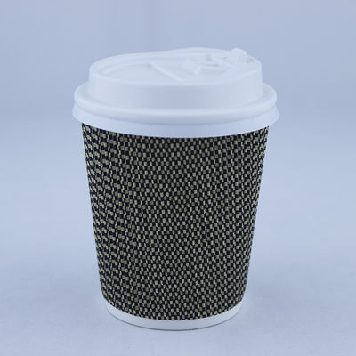 Thức ăn có thể phân hủy 12oz Double Wall Hot Cup, Printed Kraft Ripple Wall Paper Cup