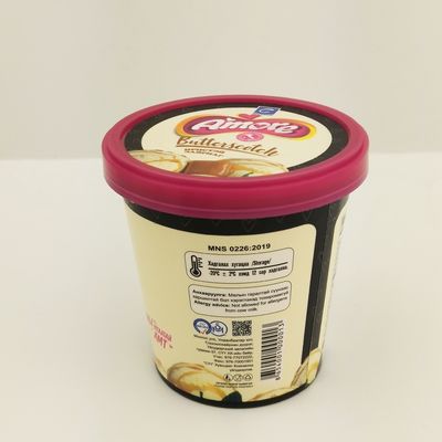 6oz 175ml Chén sữa chua đông lạnh giấy, nắp phẳng Chén giấy kem tùy chỉnh với muỗng