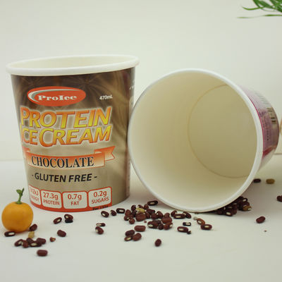 Eco Friendly Ice Cream Paper Cup With Lid 16oz 475ml Thùng sữa chua đông lạnh