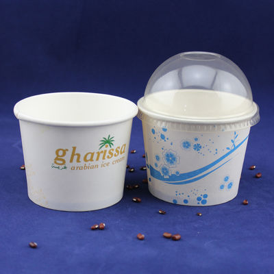 Một lần phục vụ đồ ăn uống Ice Cream Tubs, Yogurt Paper Cups With Plastic Dome Lids