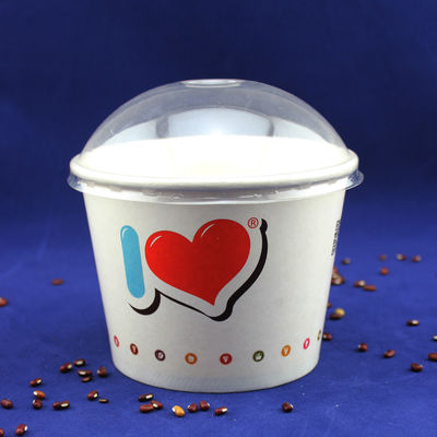 Một lần phục vụ đồ ăn uống Ice Cream Tubs, Yogurt Paper Cups With Plastic Dome Lids