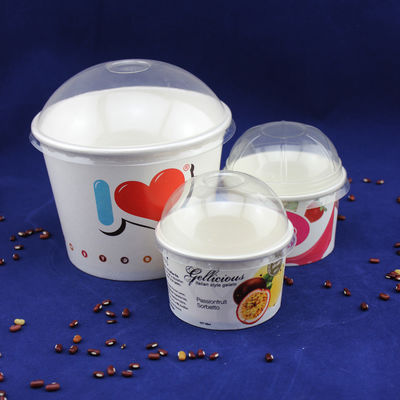 Một lần phục vụ đồ ăn uống Ice Cream Tubs, Yogurt Paper Cups With Plastic Dome Lids