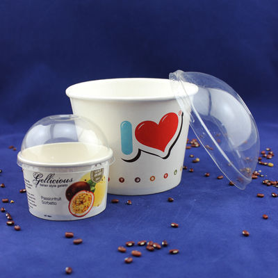 Một lần phục vụ đồ ăn uống Ice Cream Tubs, Yogurt Paper Cups With Plastic Dome Lids