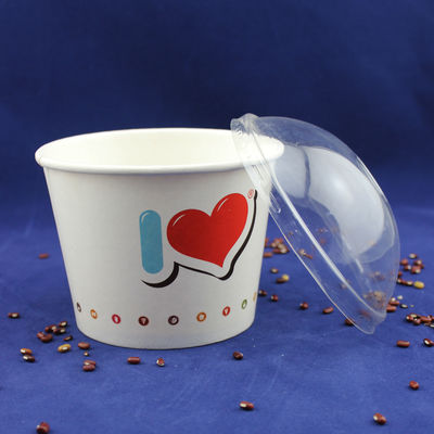 Một lần phục vụ đồ ăn uống Ice Cream Tubs, Yogurt Paper Cups With Plastic Dome Lids