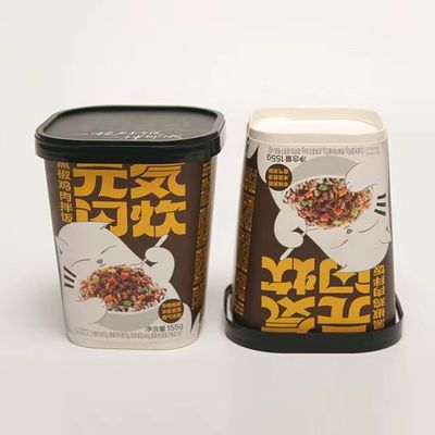 Thức ăn nóng Nudle Paper Cup 600ml Một lần sử dụng tùy chỉnh in Quảng trường Bowl với nắp