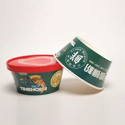 1200ml Quả giấy tròn với nắp Thùng đóng gói thực phẩm chống nước