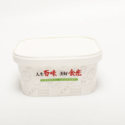 Thùng giấy hình vuông Kraft tùy chỉnh với nắp 1000ml Thùng salad dùng một lần