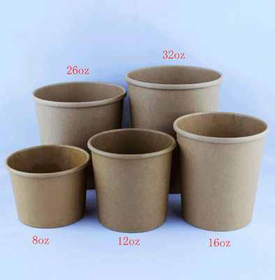 Chén súp giấy Kraft chống rò rỉ, Chén súp 12 oz tái chế với nắp