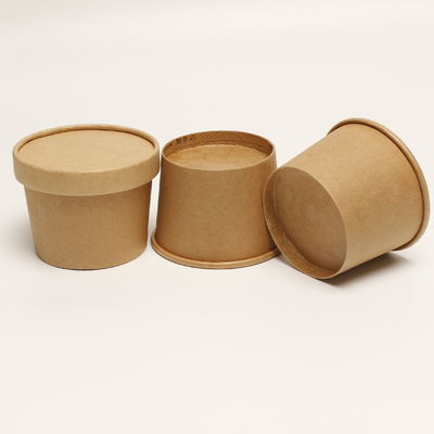 Cốc giấy súp chống nhiệt với nắp Bowl Kraft dùng một lần