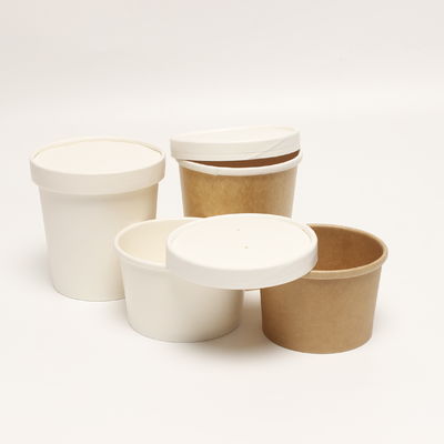 Cốc giấy súp thân thiện với môi trường với nắp 12oz thùng chứa tái chế