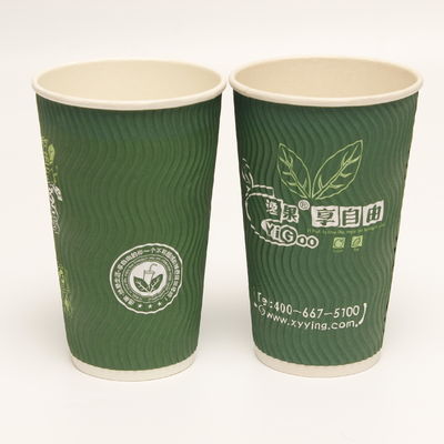 Cốc giấy tường hình dáng dọc đôi được cá nhân hóa màu xanh lá cây tái chế cho cà phê