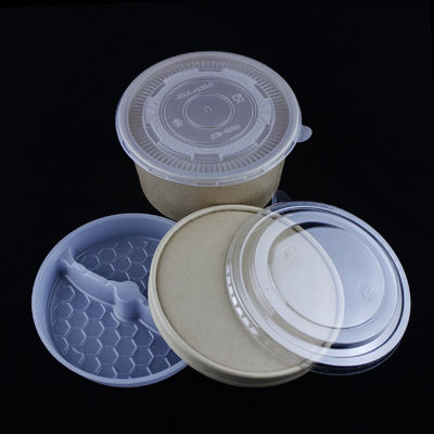 Biodegradable giấy salad bát với nắp Chất chứa màu nâu cấp thực phẩm