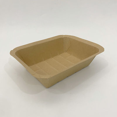 250gm Brown Kraft Food Trays, Compostable PE Coating Fast Food Paper Tray