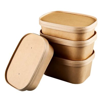 sản phẩm nhà máy in Medium Square Paper Bowl Packaging - Safe Packaging với nắp giấy