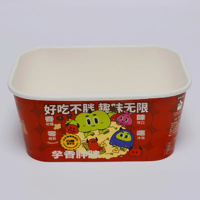 sản phẩm nhà máy in Medium Square Paper Bowl Packaging - Safe Packaging với nắp giấy