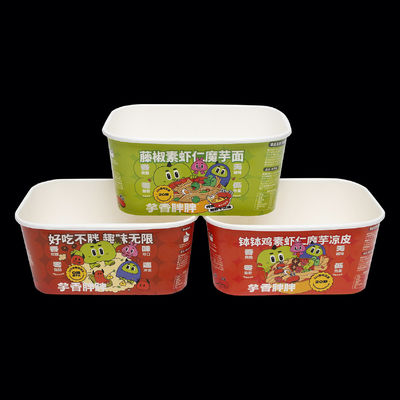 sản phẩm nhà máy in Medium Square Paper Bowl Packaging - Safe Packaging với nắp giấy