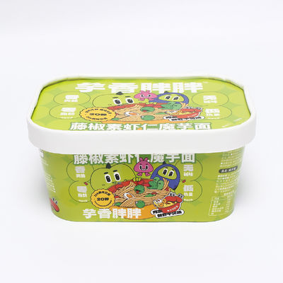 sản phẩm nhà máy in Medium Square Paper Bowl Packaging - Safe Packaging với nắp giấy
