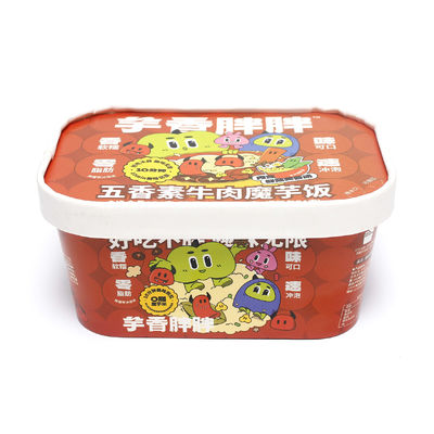 sản phẩm nhà máy in Medium Square Paper Bowl Packaging - Safe Packaging với nắp giấy