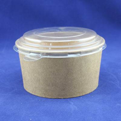bát salad giấy thủ công dùng một lần với cốc giấy in và nắp thú cưng