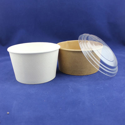 bát salad giấy thủ công dùng một lần với cốc giấy in và nắp thú cưng