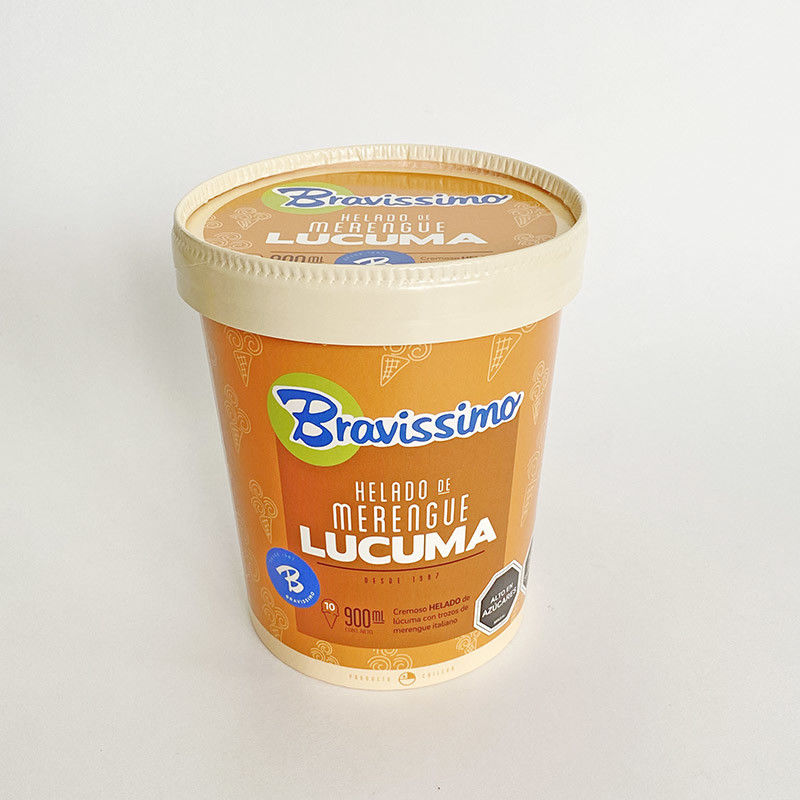 32oz 950ml Bàn kem giấy với nắp cho món tráng miệng lạnh Food Grade