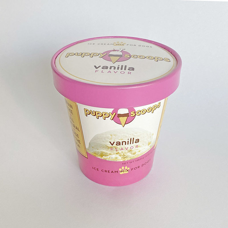 Cúp giấy kem được in tùy chỉnh với nắp cho sữa chua đông lạnh 14oz 420ml