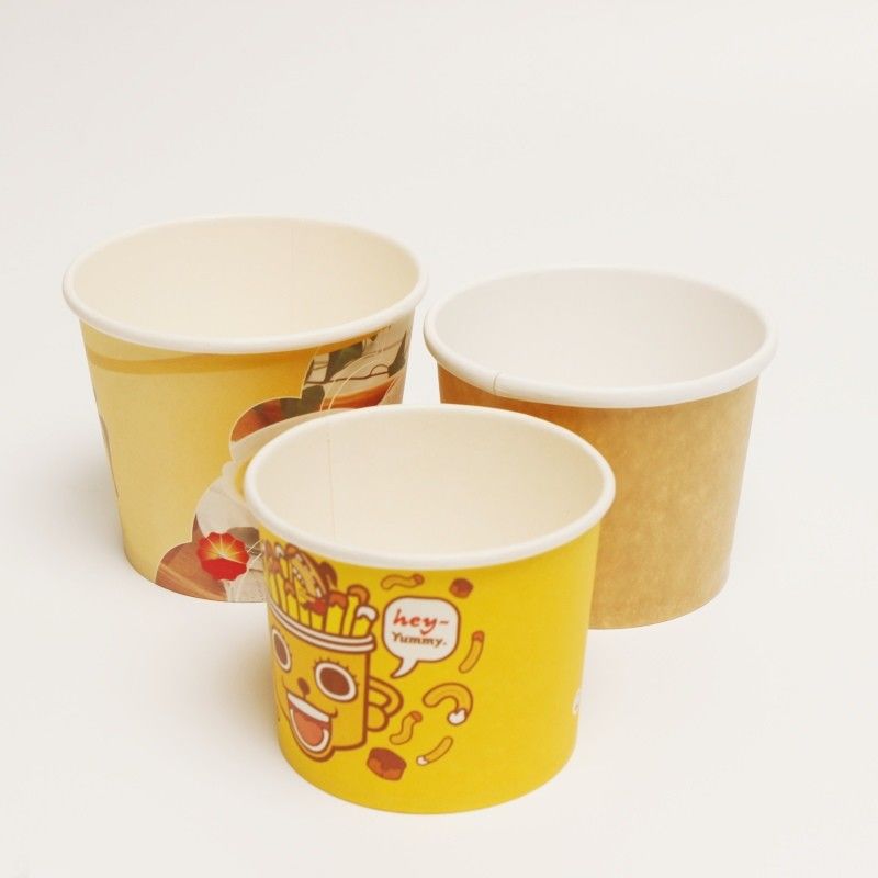 Bao bì thức ăn nhanh dùng một lần mang theo Thùng chứa súp giấy/ Cốc mì giấy với nắp